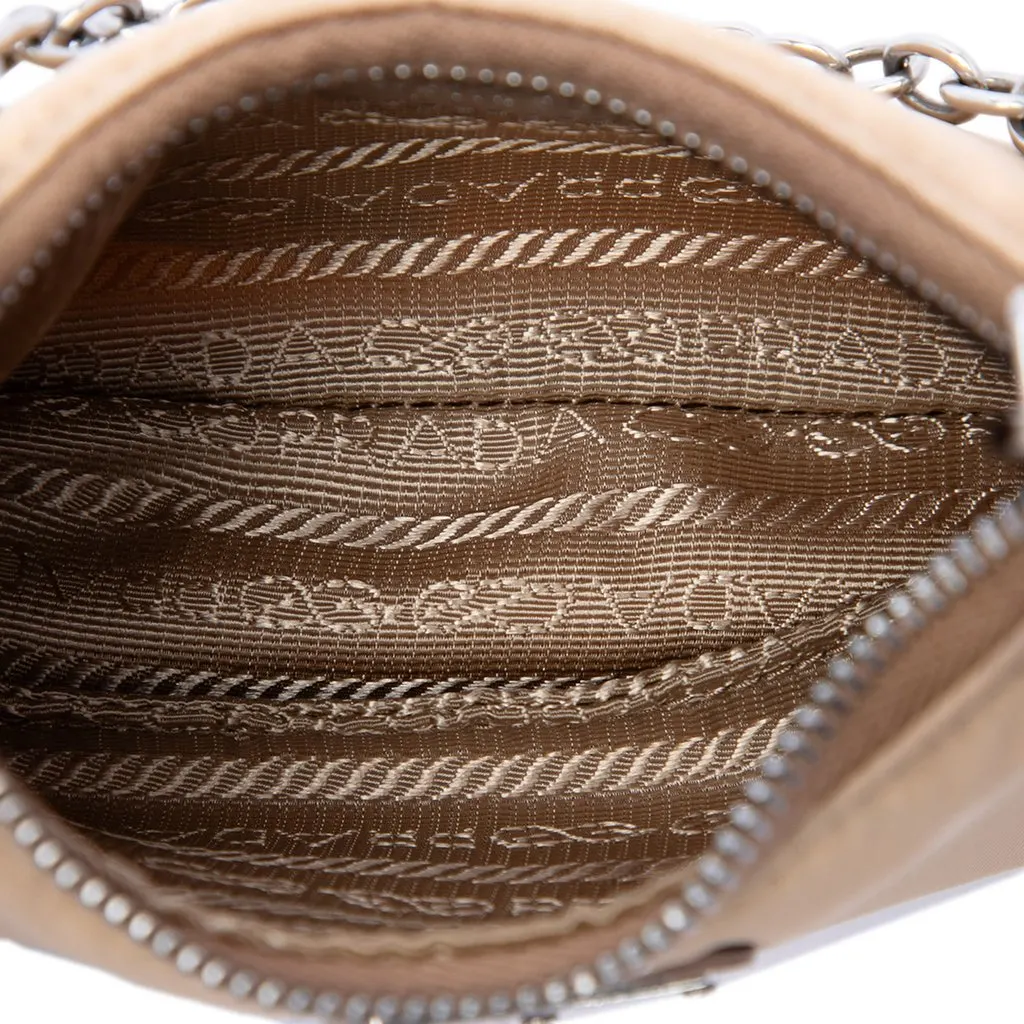 Prada Mini Tessuto Re Edition 2005 Satchel Beige Very good - Model View