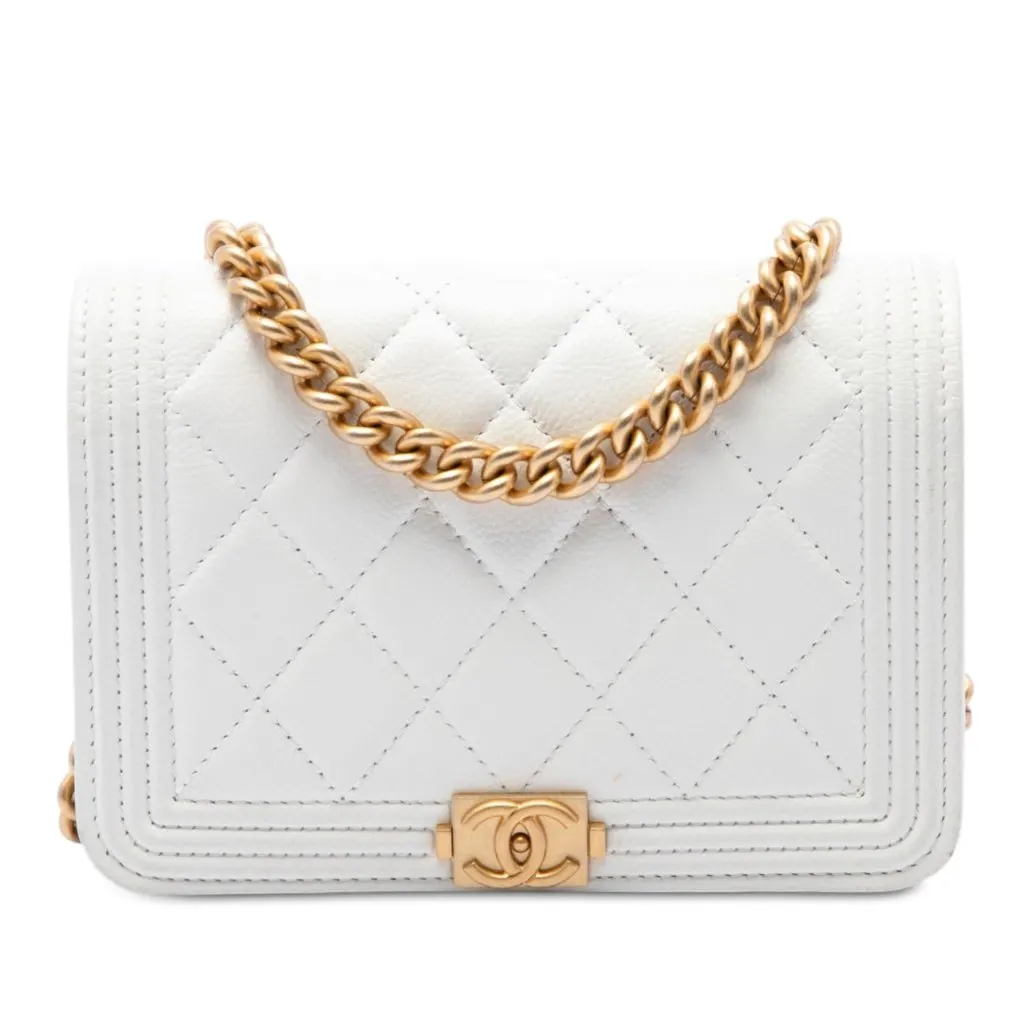 Chanel Mini Quilted Caviar Boy Wallet On Chain