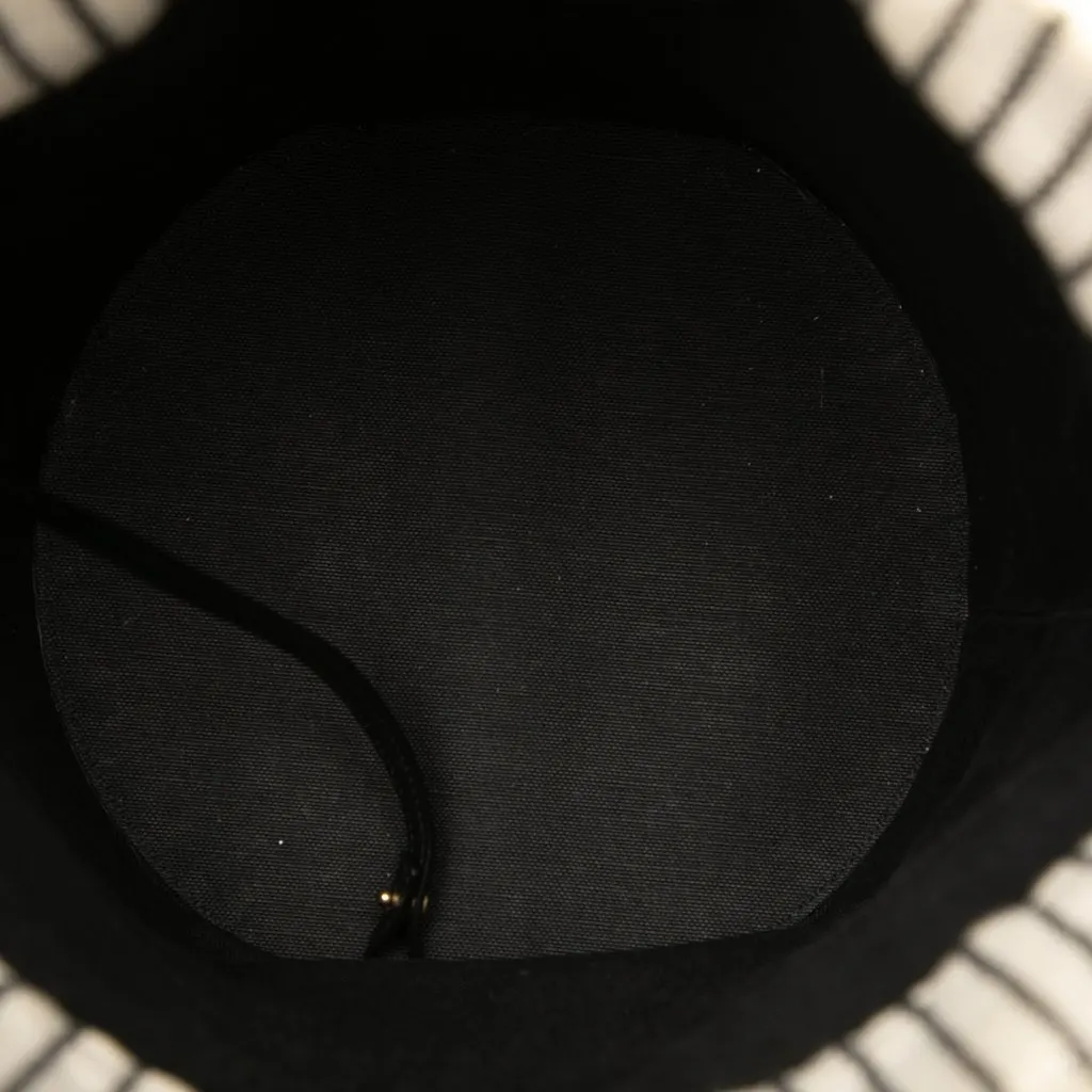 Saint Laurent Striped Canvas Rive Gauche Bucket Bag White Very good - Model View