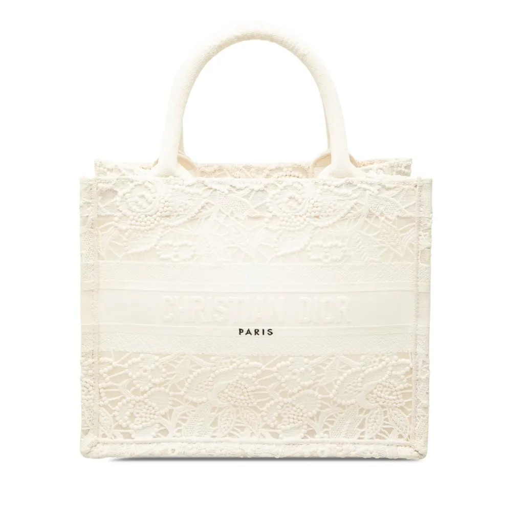 Dior Small Embroidered Mesh Macrame Book Tote