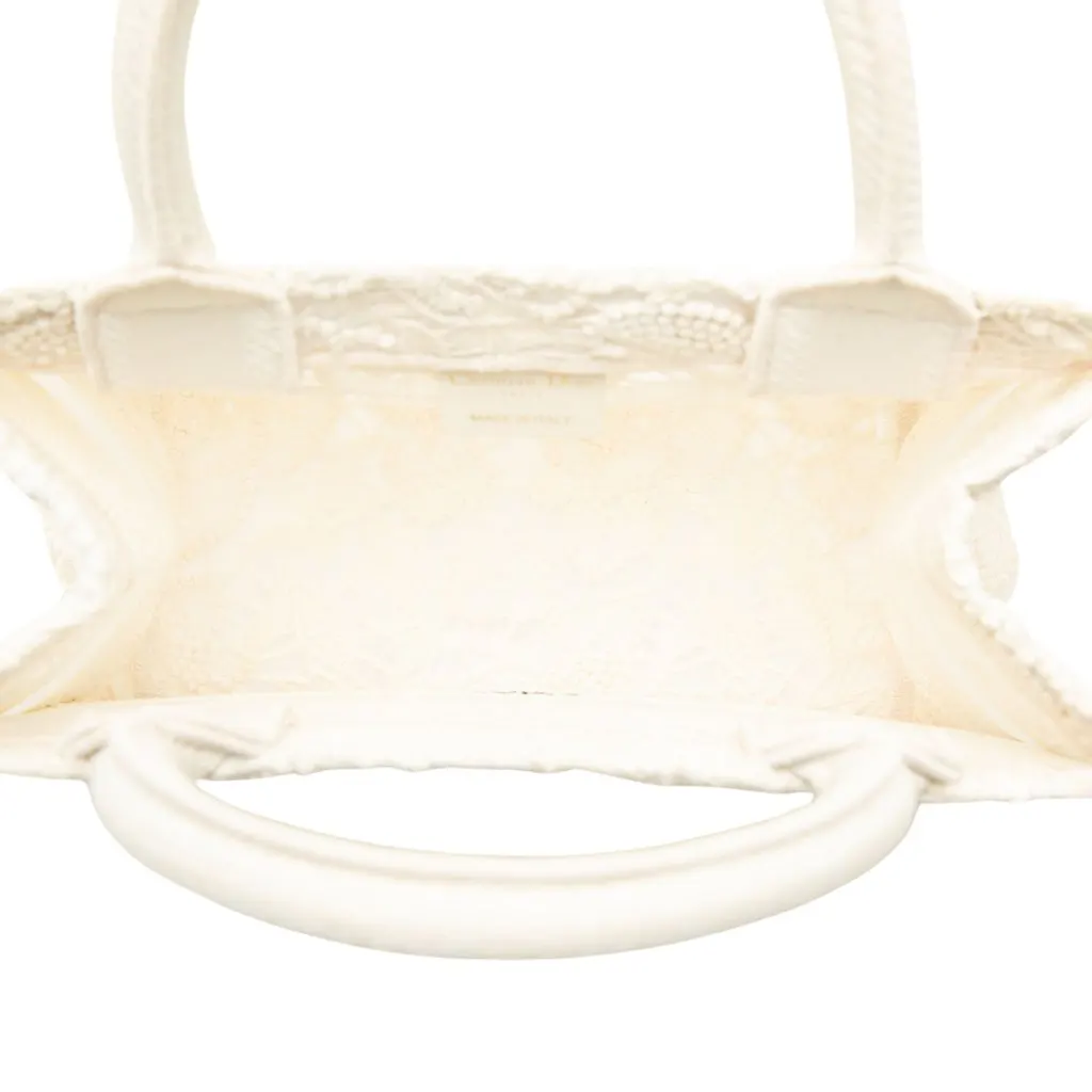 Dior Small Embroidered Mesh Macrame Book Tote White Very good - Model View
