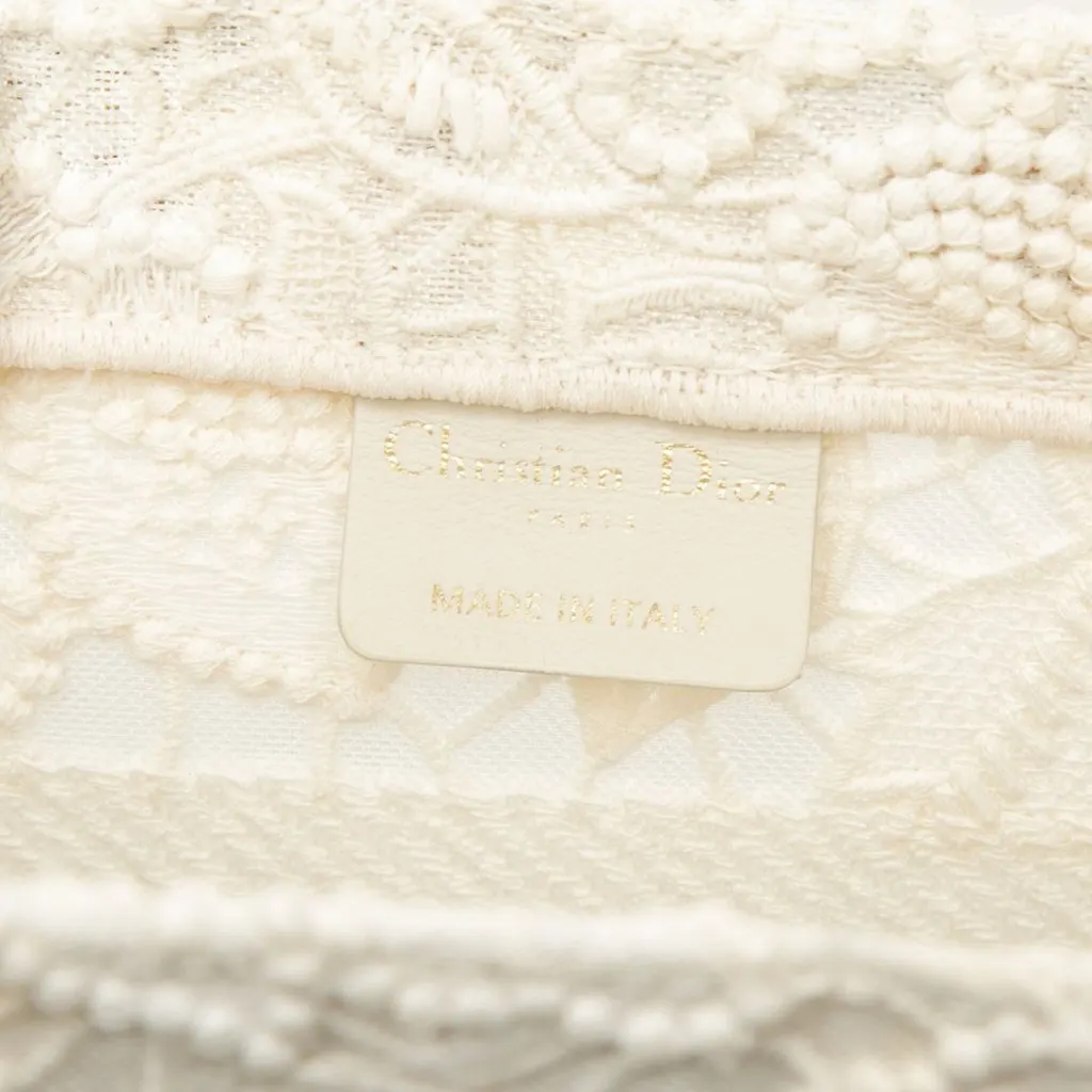 Dior Small Embroidered Mesh Macrame Book Tote White Very good - Box View