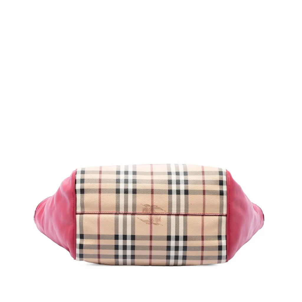 Burberry Small Haymarket Check Coated Canvas and Calfskin Canterbury Tote Beige Canvas Very good - Inside View