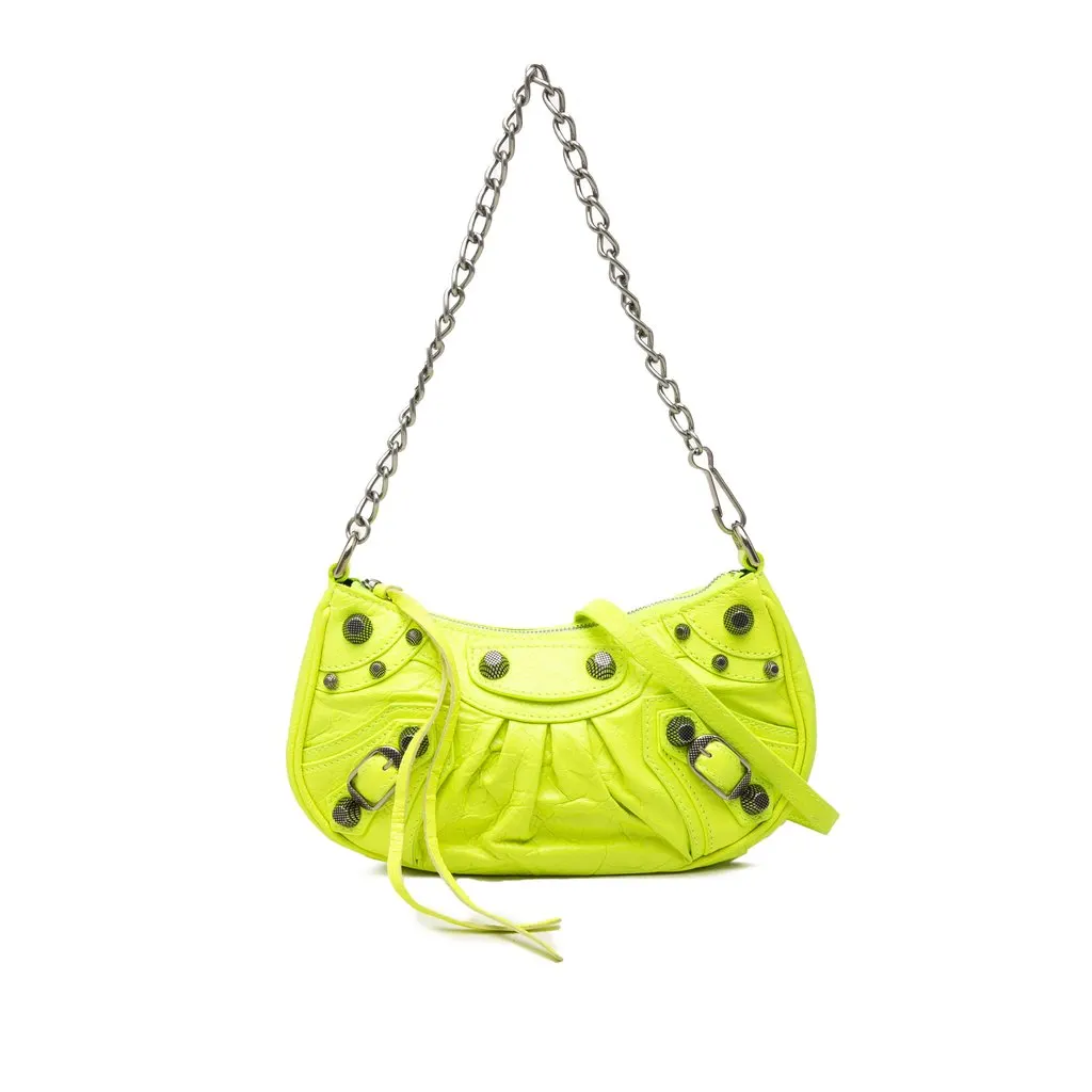 Balenciaga Mini Lambskin Motocross Le Cagole Yellow Leather Very good - Front View