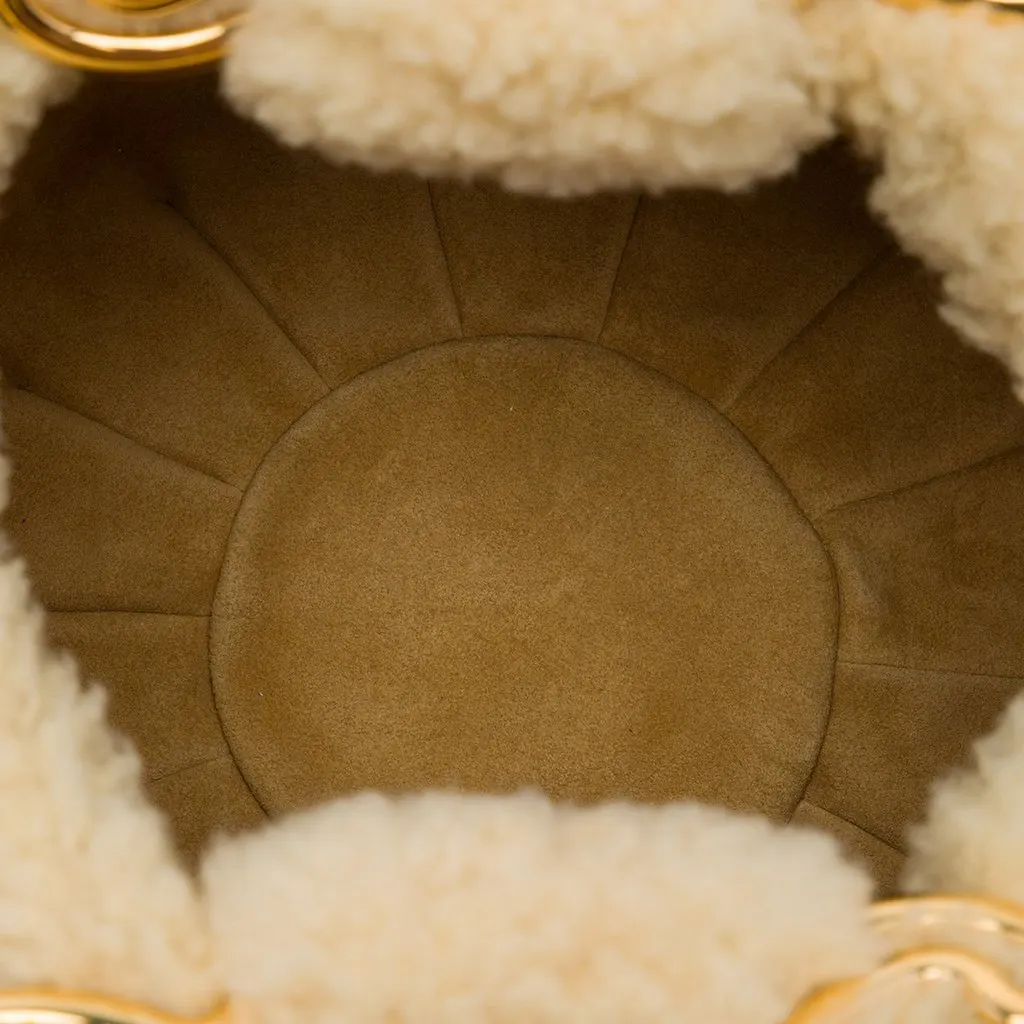 Celine Shearling Triomphe Frame Handbag Beige Shearling Very good - Model View