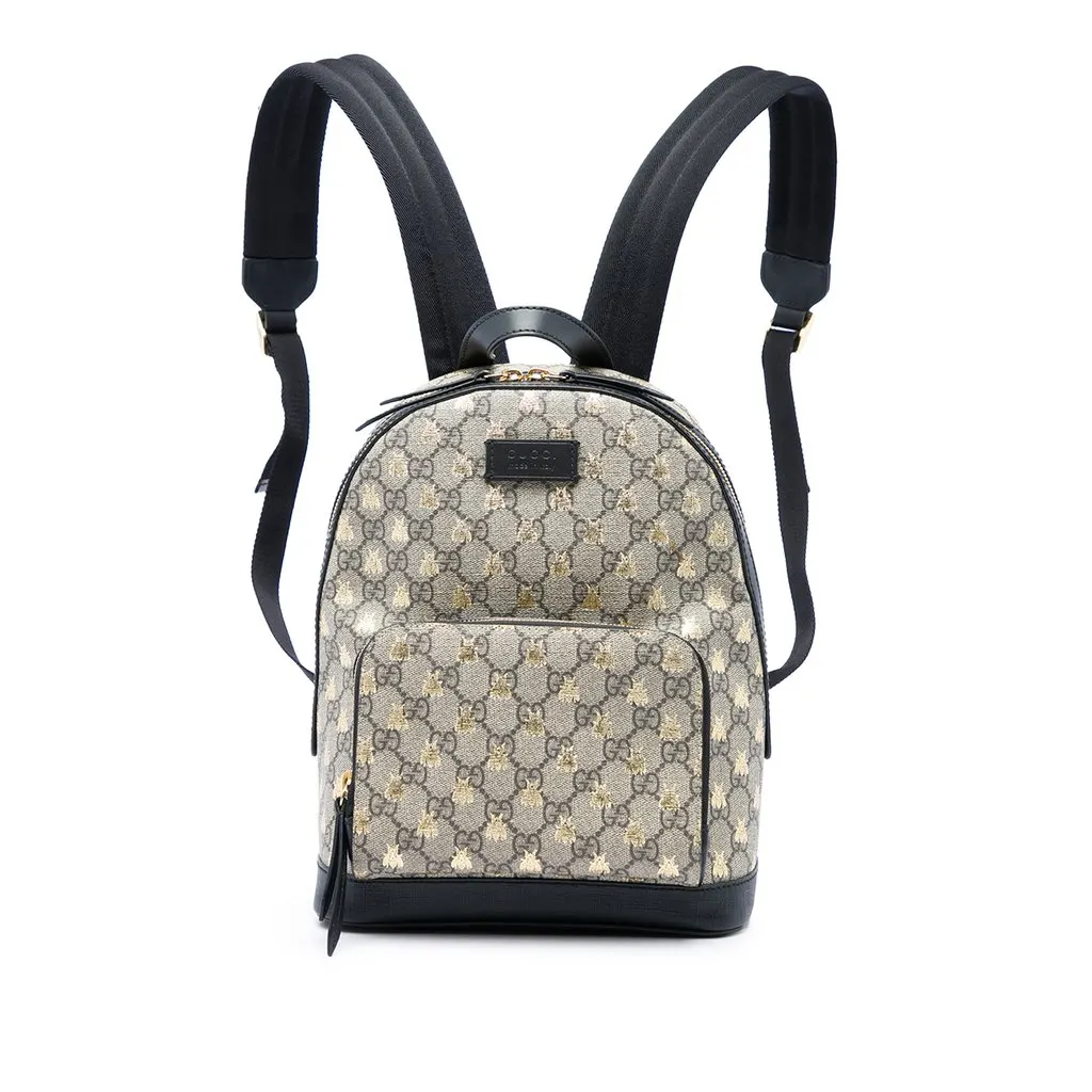 Gucci Small GG Supreme Bee Backpack Beige Very good - Front View