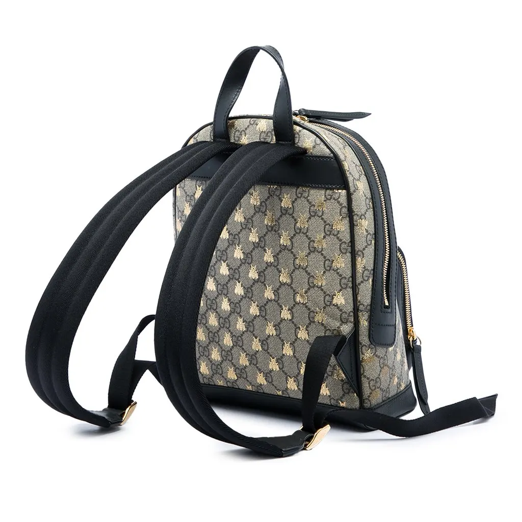 Gucci Small GG Supreme Bee Backpack Beige Very good - Back View