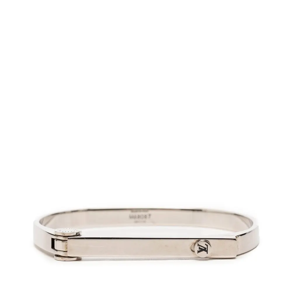 Louis Vuitton Brass Hinge Lock Bangle Silver Metal Very good - Front View