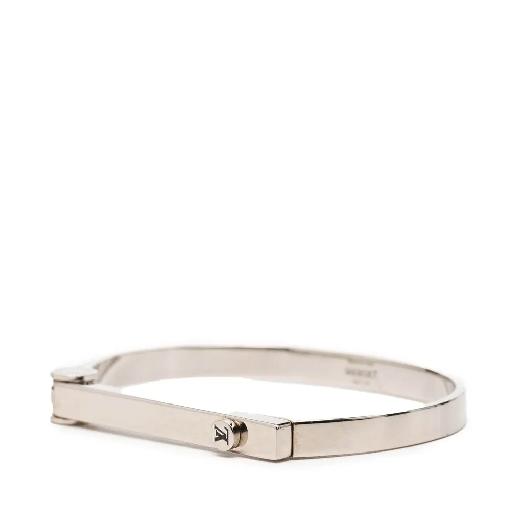 Louis Vuitton Brass Hinge Lock Bangle Silver Metal Very good - Back View