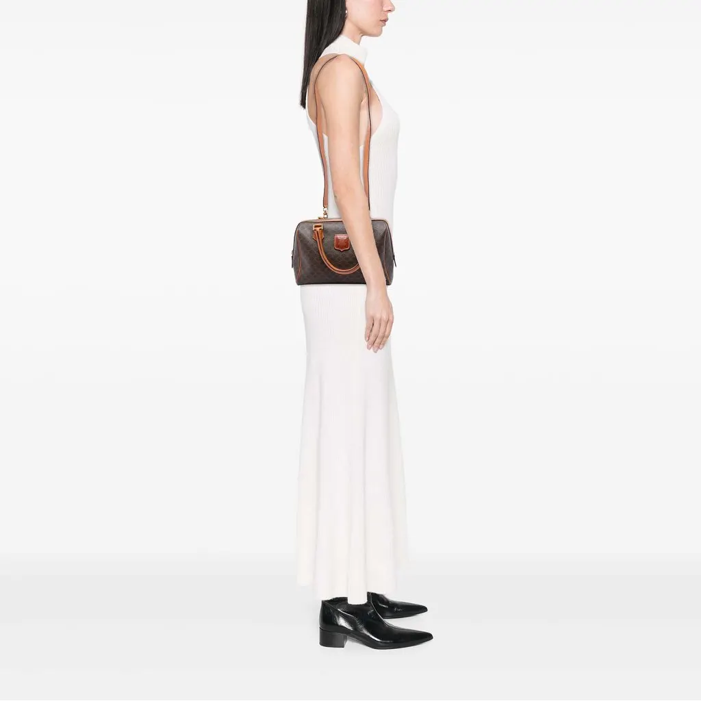 Celine Macadam Coated Canvas Satchel Brown Canvas Good - Box View