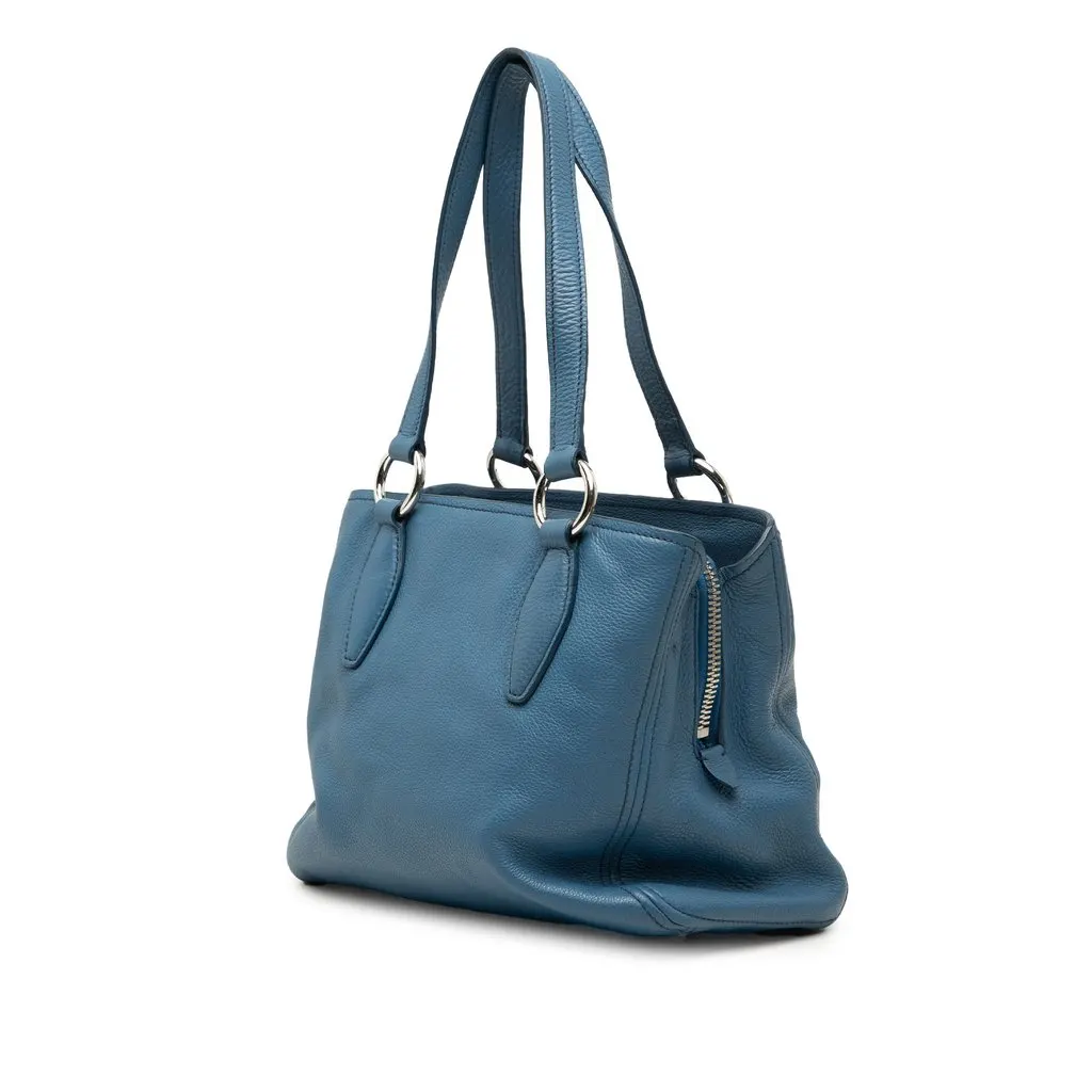 Miu Miu Small Vitello Phenix Satchel Blue Leather Very good - Back View