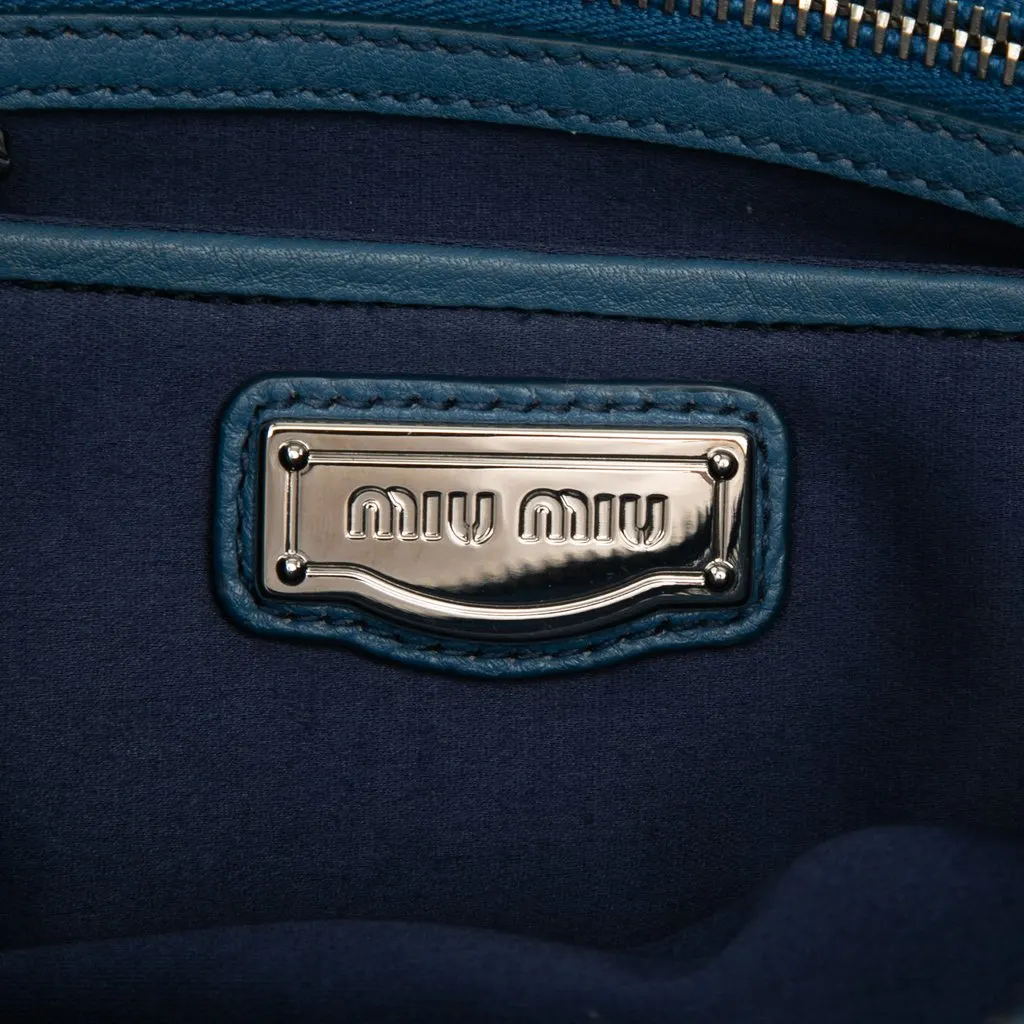 Miu Miu Small Vitello Phenix Satchel Blue Leather Very good - Box View