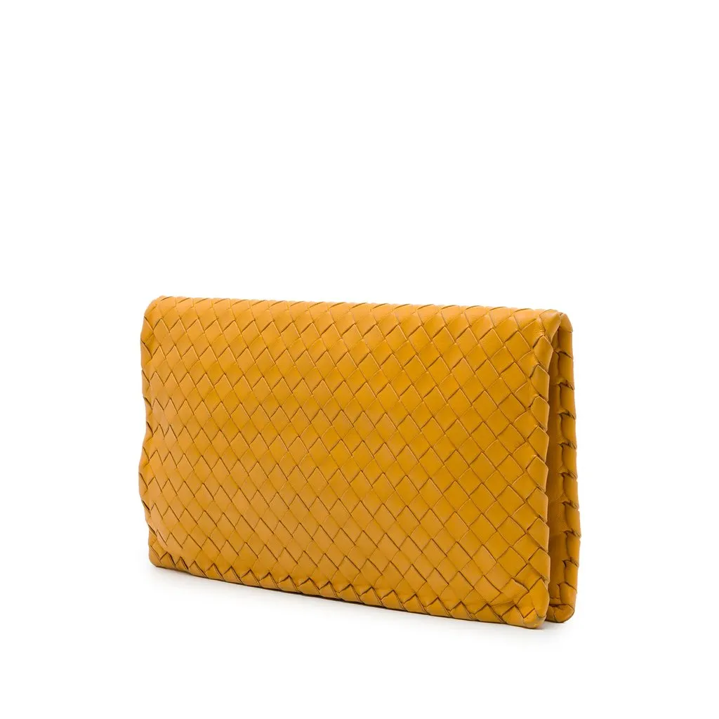 Bottega Veneta Nappa Intrecciato Turn Lock Clutch Yellow Leather Very good - Back View