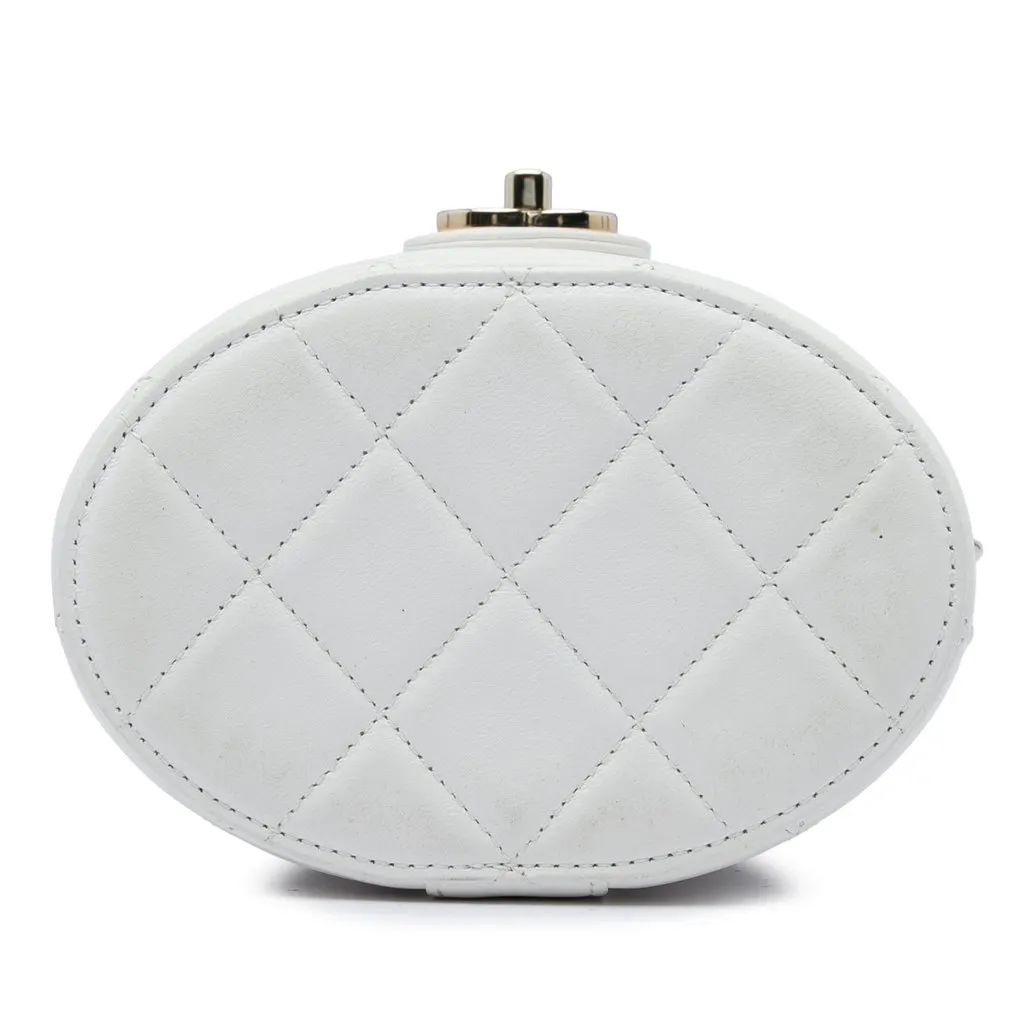 Chanel CC Lambskin Elegant Chain Vanity Case White Leather Very good - Inside View