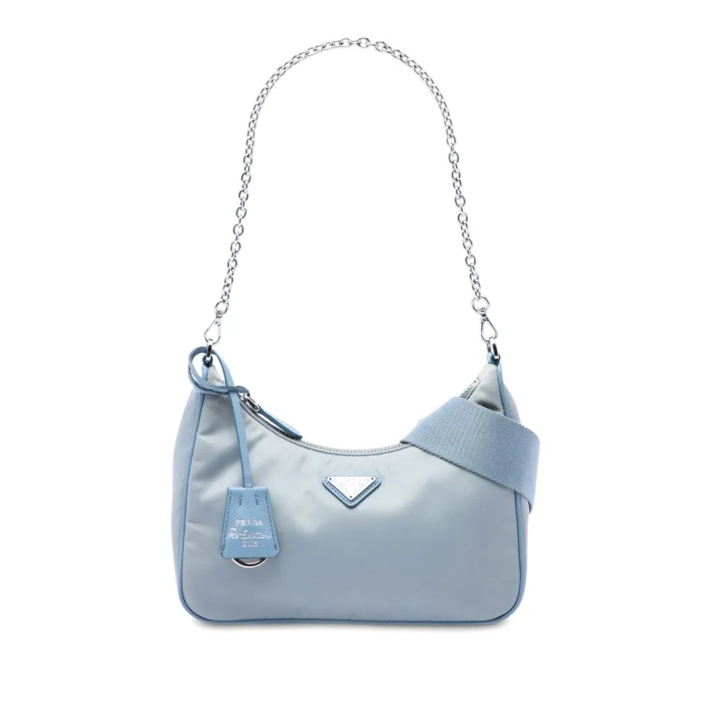Prada Saffiano Trimmed Tessuto Re Edition 2005 Satchel Blue Very good - Front View