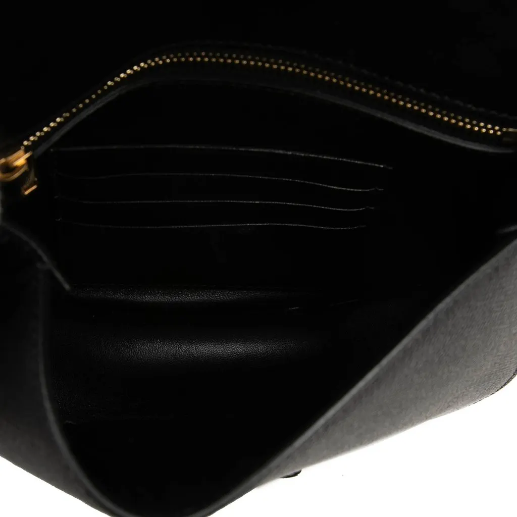 Celine Small Grained Calfskin Trotteur Crossbody Black Leather Good - Model View