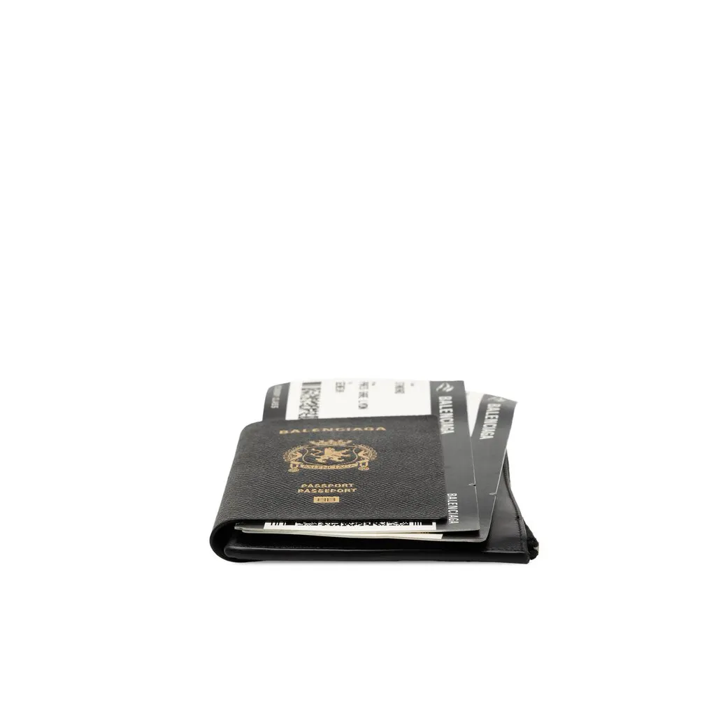 Balenciaga Leather Passport Phone Case Holder Black Leather Good - Inside View