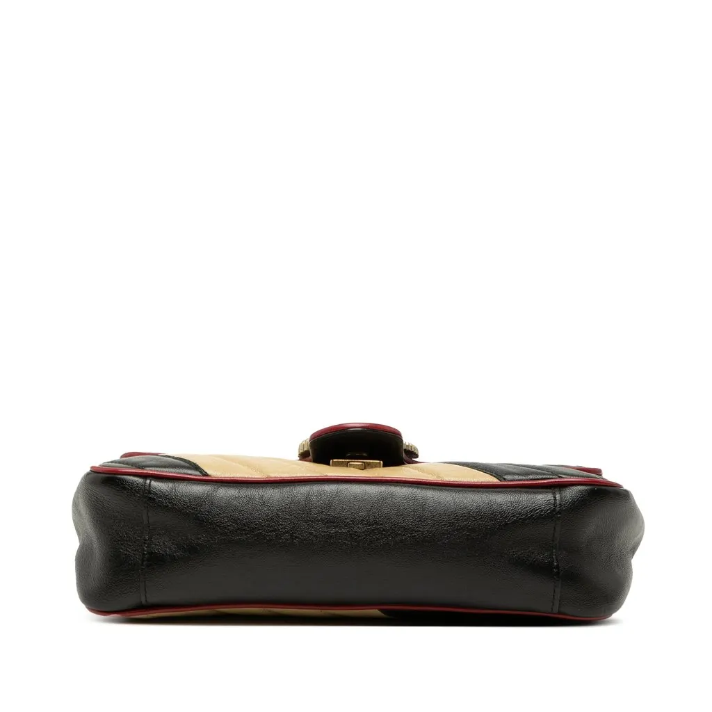 Gucci Medium GG Marmont Bicolor Matelasse Diagonal Calfskin Torchon Shoulder Bag Black Leather Very good - Inside View