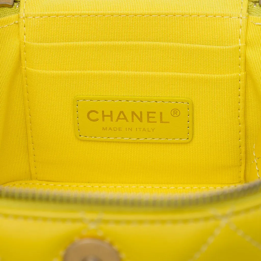 Chanel Small CC Quilted Lambskin Vanity Case With Chain Yellow Leather Very good - Box View