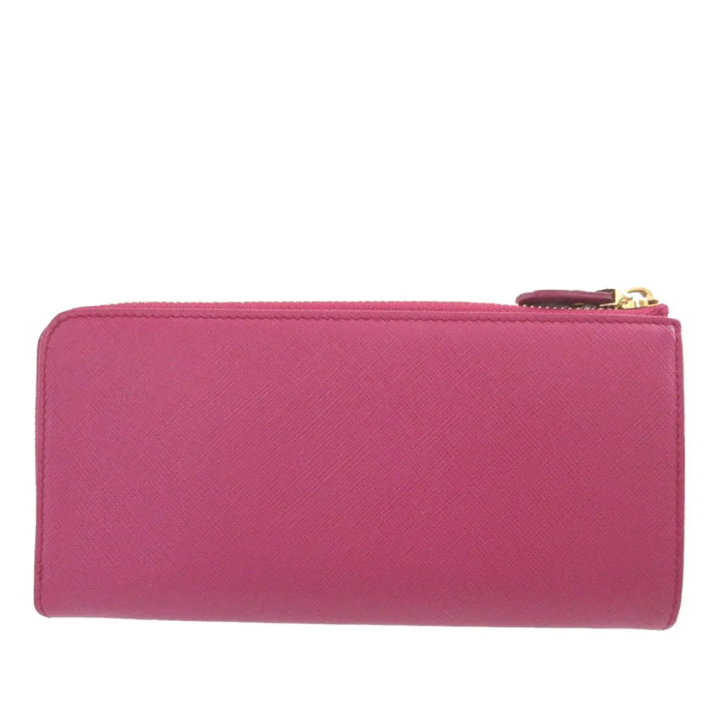 Salvatore Ferragamo Leather Vara Bow Zip Long Wallet Pink Leather Very good - Back View