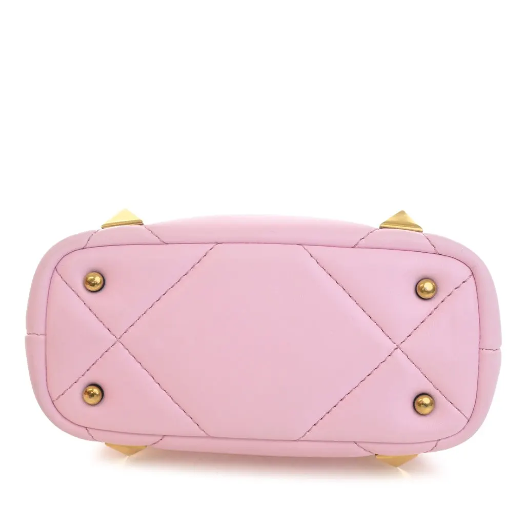 Valentino Small Nappa Roman Stud The Handle Bag Pink Leather Very good - Inside View