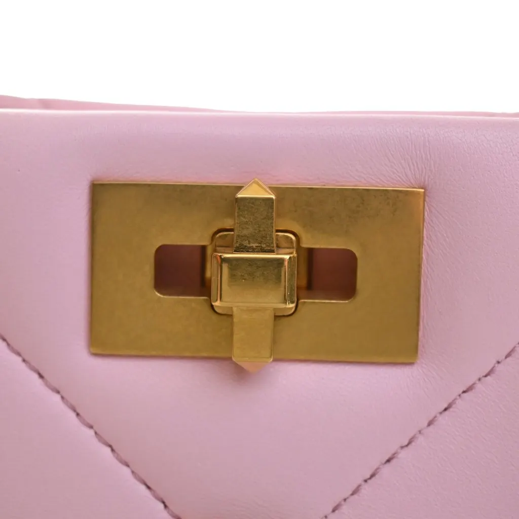 Valentino Small Nappa Roman Stud The Handle Bag Pink Leather Very good - Box View