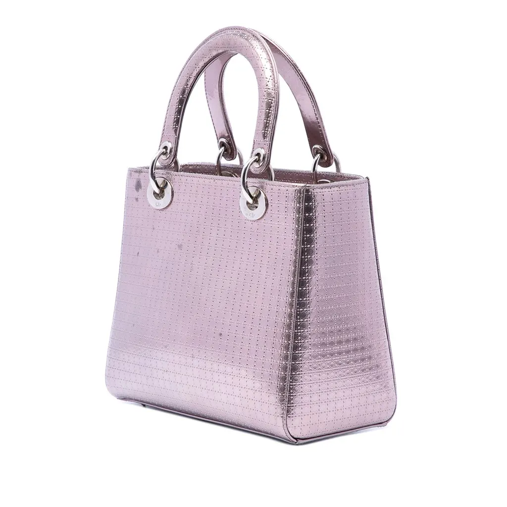 Dior Medium Metallic Patent Microcannage Lady Dior Purple Leather Very good - Back View