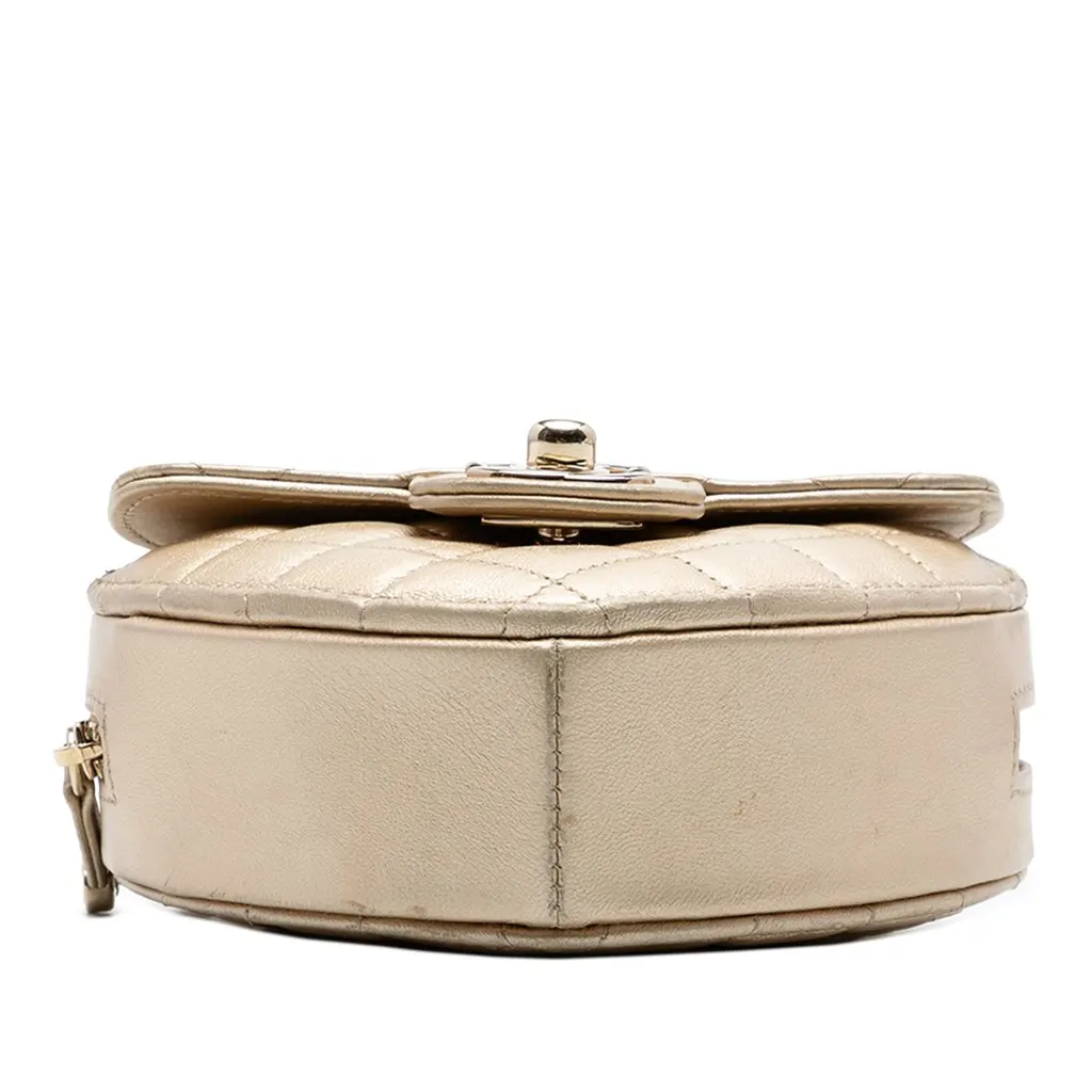 Chanel Mini Metallic Lambskin CC in Love Heart Crossbody Gold Leather Very good - Inside View