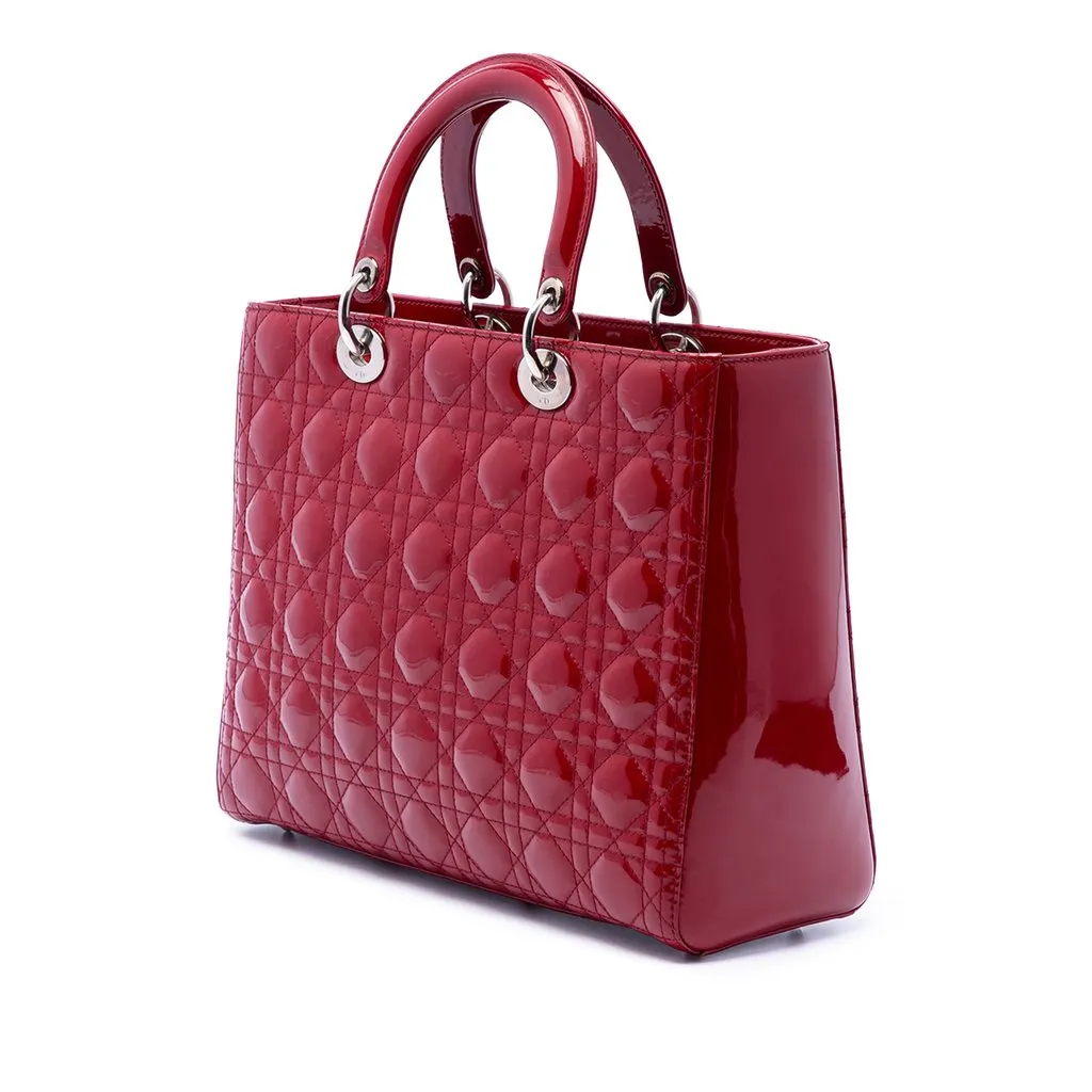 Dior Large Patent Cannage Lady Dior Red Leather Very good - Back View