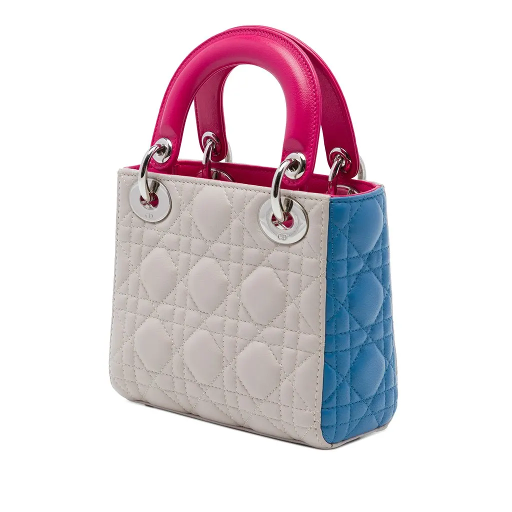 Dior Mini Tricolor Lambskin Cannage Lady Dior Brown Leather Very good - Back View