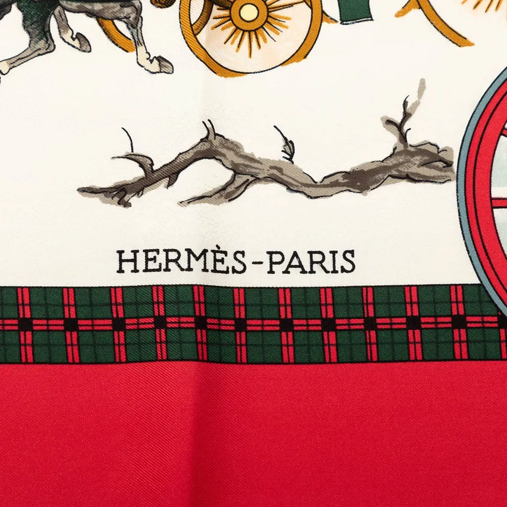 Hermès L Hiver en Poste Silk Scarf 90 White Good - Box View