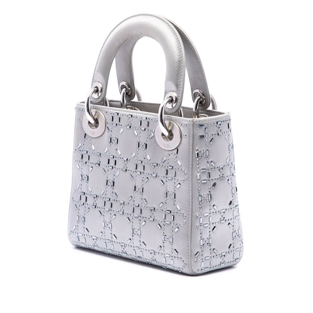 Dior Mini Satin Cannage Crystal Embellished Lady Dior MultiColor Very good - Back View