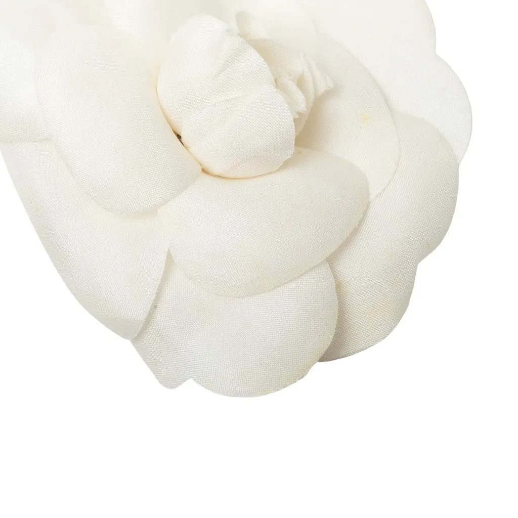 Chanel Canvas Camellia Brooch White Canvas Good - Model View