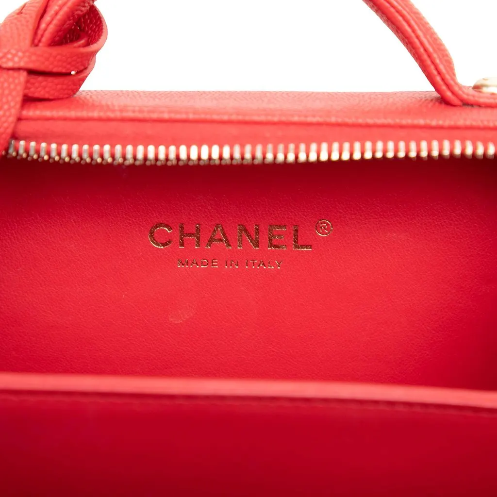 Chanel Small Caviar CC Filigree Vanity Case Red Leather Very good - Box View