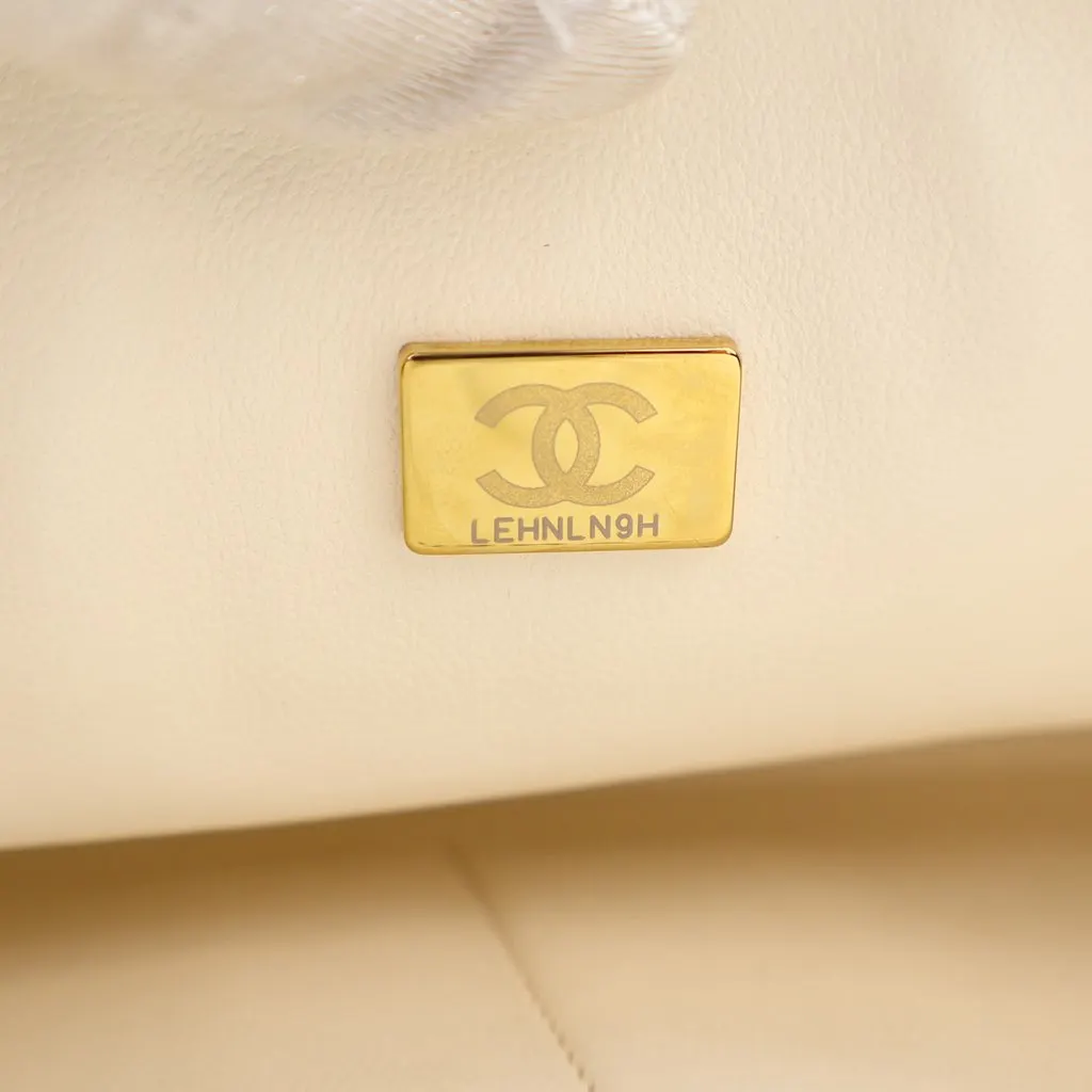 Chanel Medium Classic Caviar Double Flap White Leather Very good - Inside View