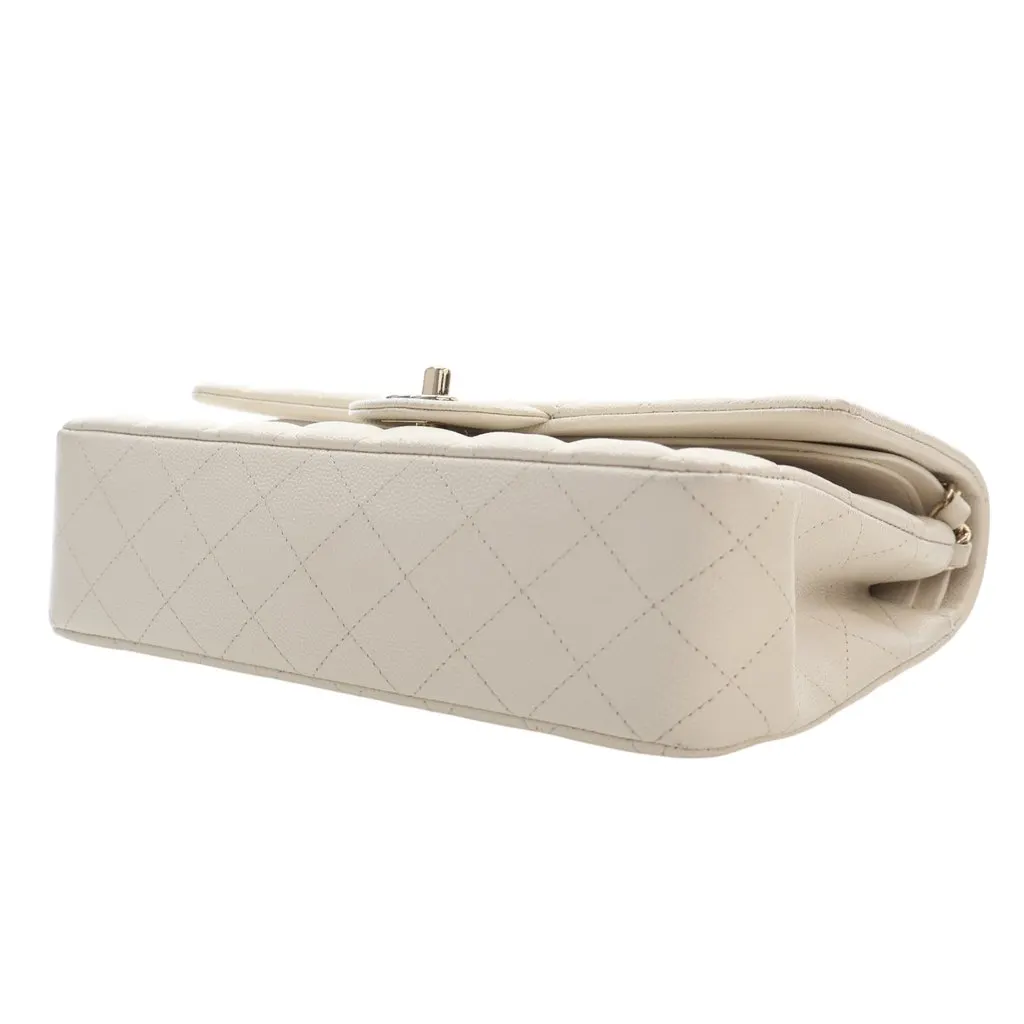 Chanel Medium Classic Caviar Double Flap White Leather Very good - Box View