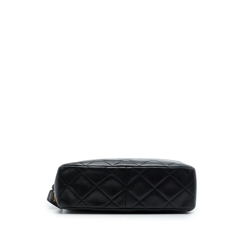 Chanel CC Quilted Lambskin Twisted Strap Crossbody Black Leather Very good - Inside View