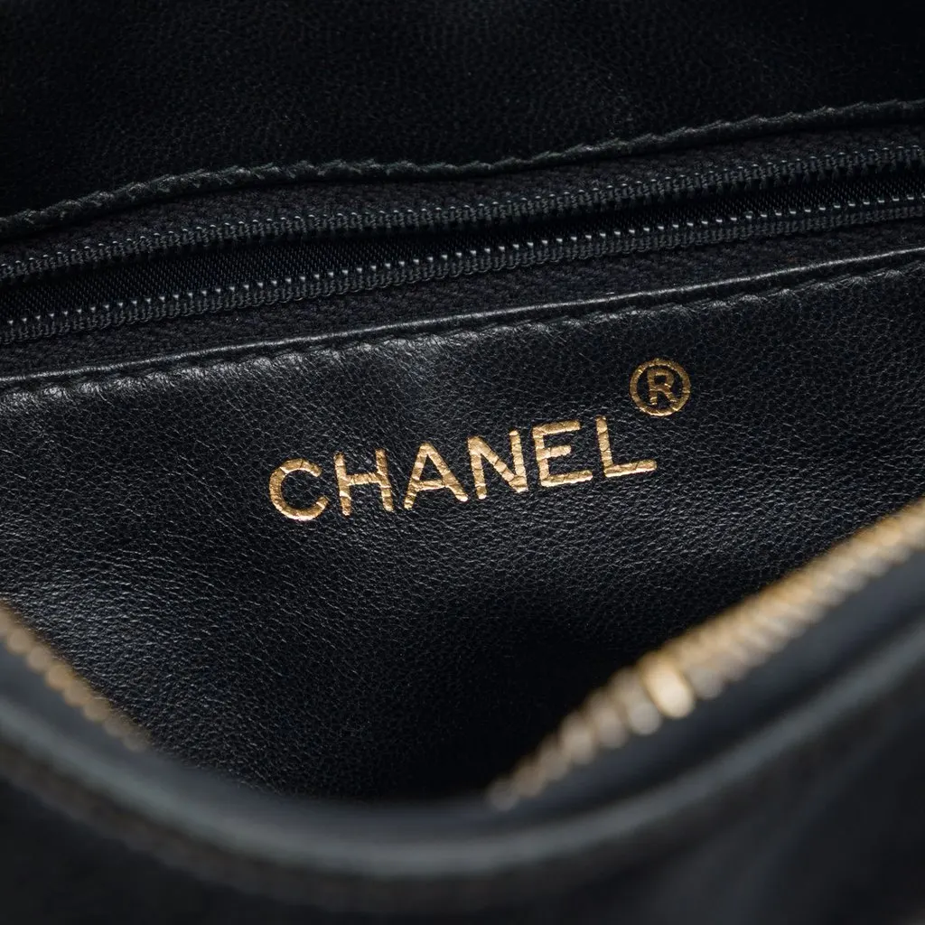 Chanel CC Quilted Lambskin Twisted Strap Crossbody Black Leather Very good - Box View