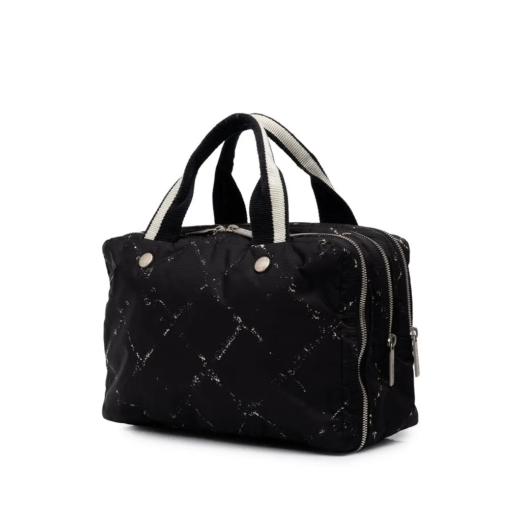 Chanel Old Travel Line Nylon Handbag Black Polyamide Very good - Back View
