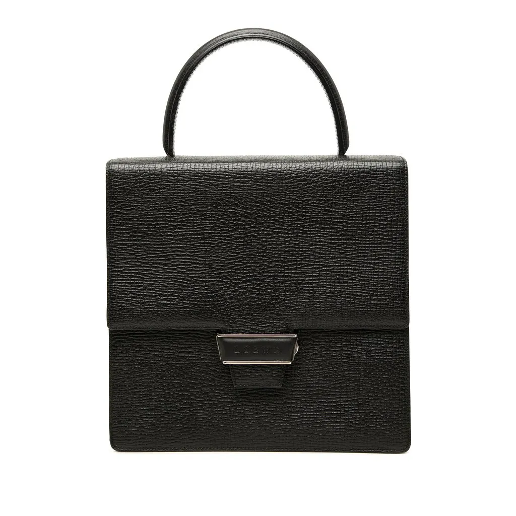 LOEWE Textured Leather Top Handle Bag Black Leather Very good - Front View