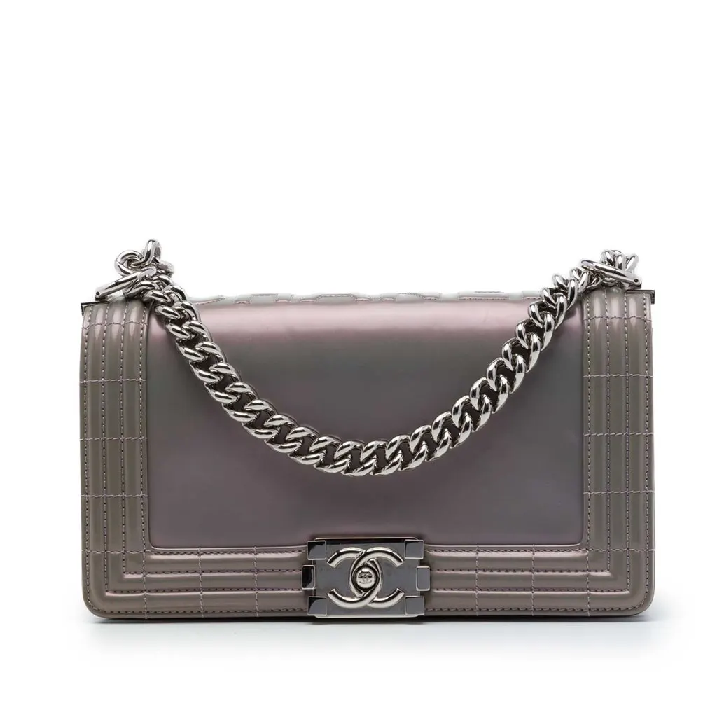 Chanel Old Medium Iridescent Patent Boy Reverso Flap MultiColor Leather Very good - Front View