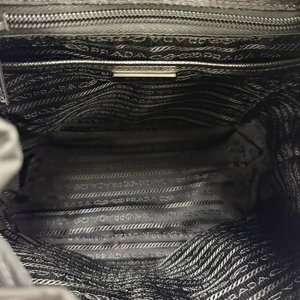 Prada Saffiano Trimmed Re Nylon Backpack Black Very good - Model View