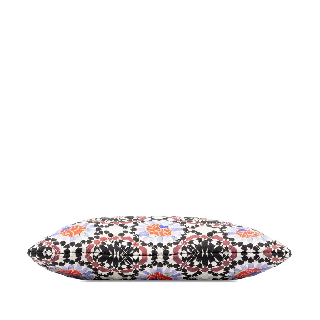 Chanel Paris Dubai Medium Quilted Printed Canvas O Case Clutch White Canvas Good - Inside View