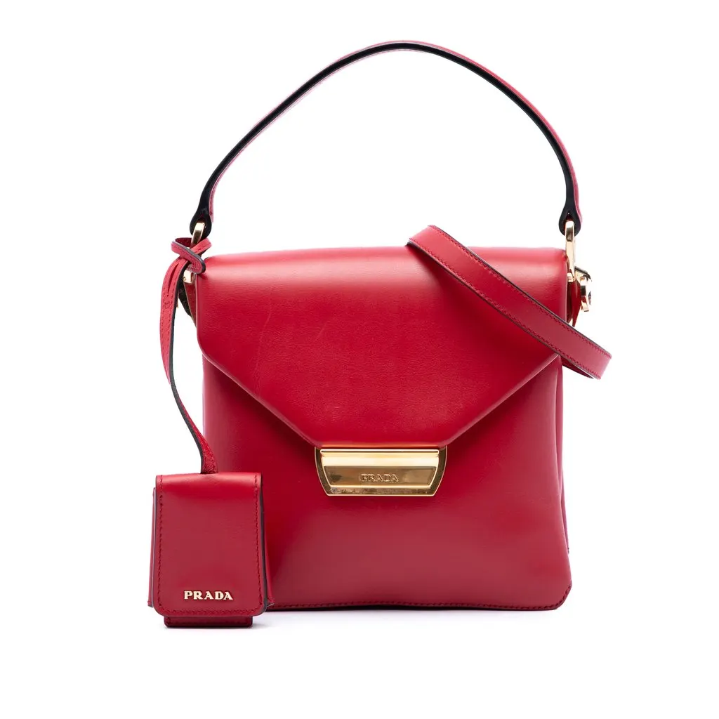 Prada Ingrid Top Handle Flap Bag Red Leather Very good - Front View