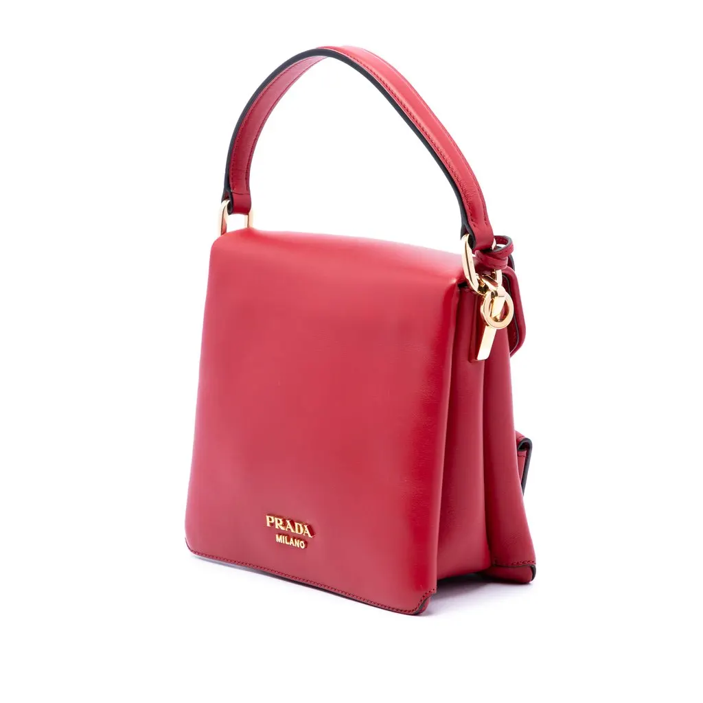 Prada Ingrid Top Handle Flap Bag Red Leather Very good - Back View