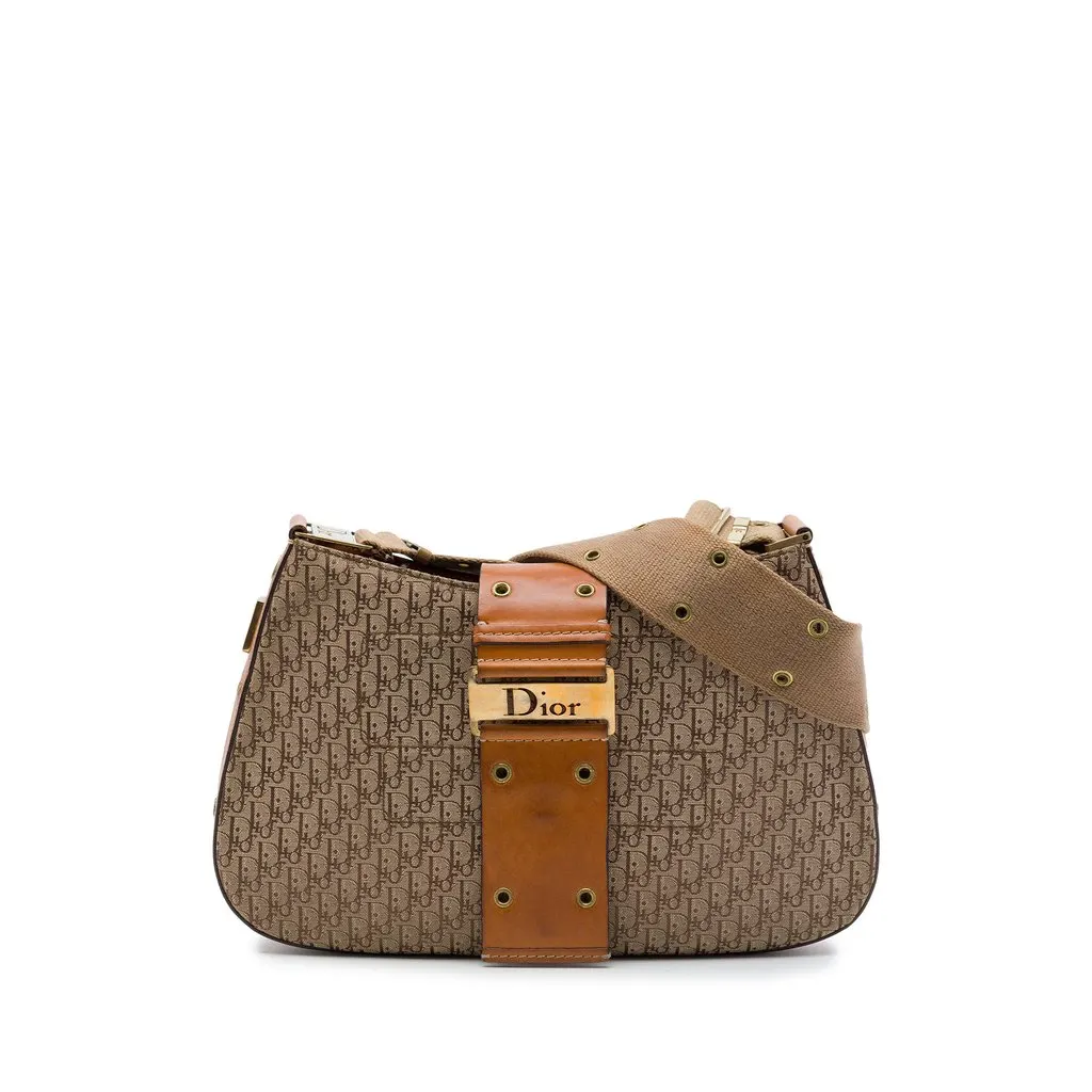 Dior Diorissimo Trotter Canvas Street Chic Columbus Shoulder Bag Beige Canvas Very good - Front View