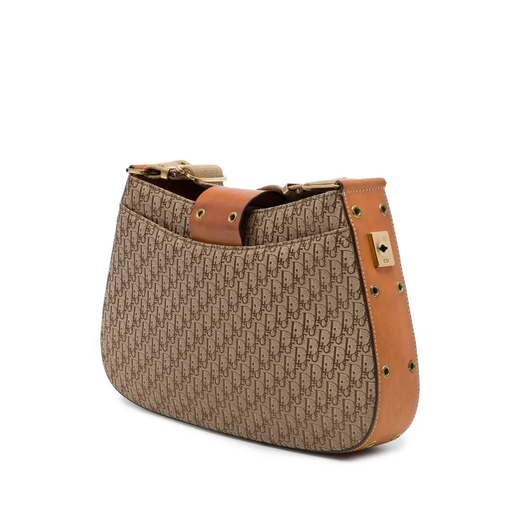 Dior Diorissimo Trotter Canvas Street Chic Columbus Shoulder Bag Beige Canvas Very good - Back View