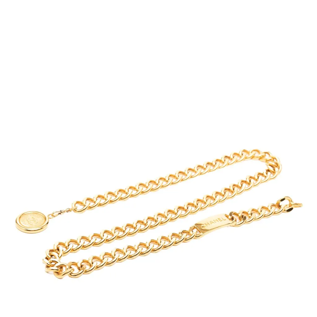 Chanel Gold Plated CC Medallion Chain Belt Gold Metal Very good - Front View