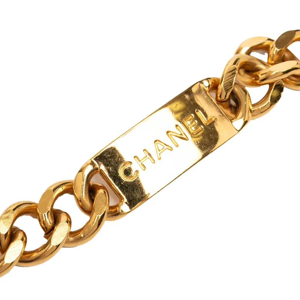 Chanel Gold Plated CC Medallion Chain Belt Gold Metal Very good - Model View