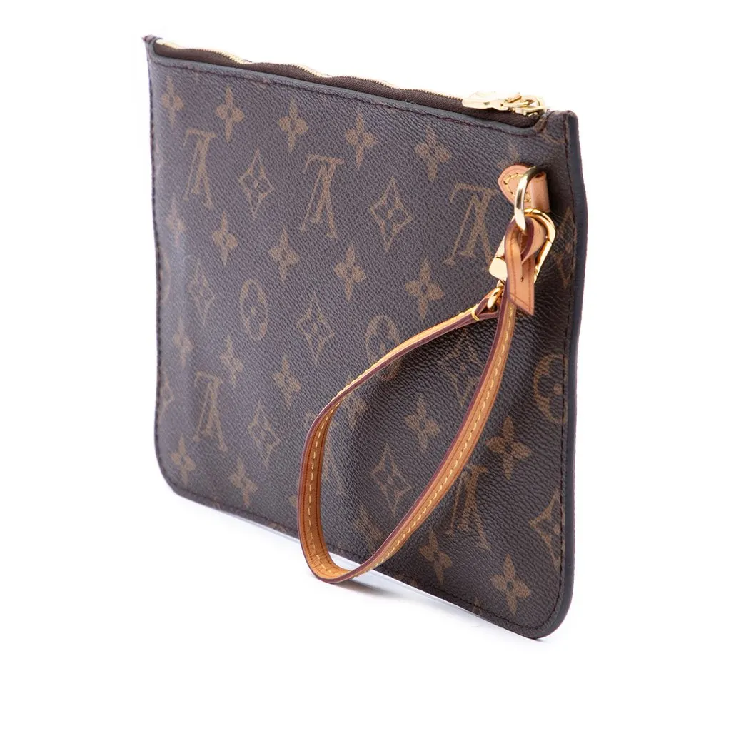 Louis Vuitton Monogram Neverfull MM Pouch Brown Canvas Good - Back View